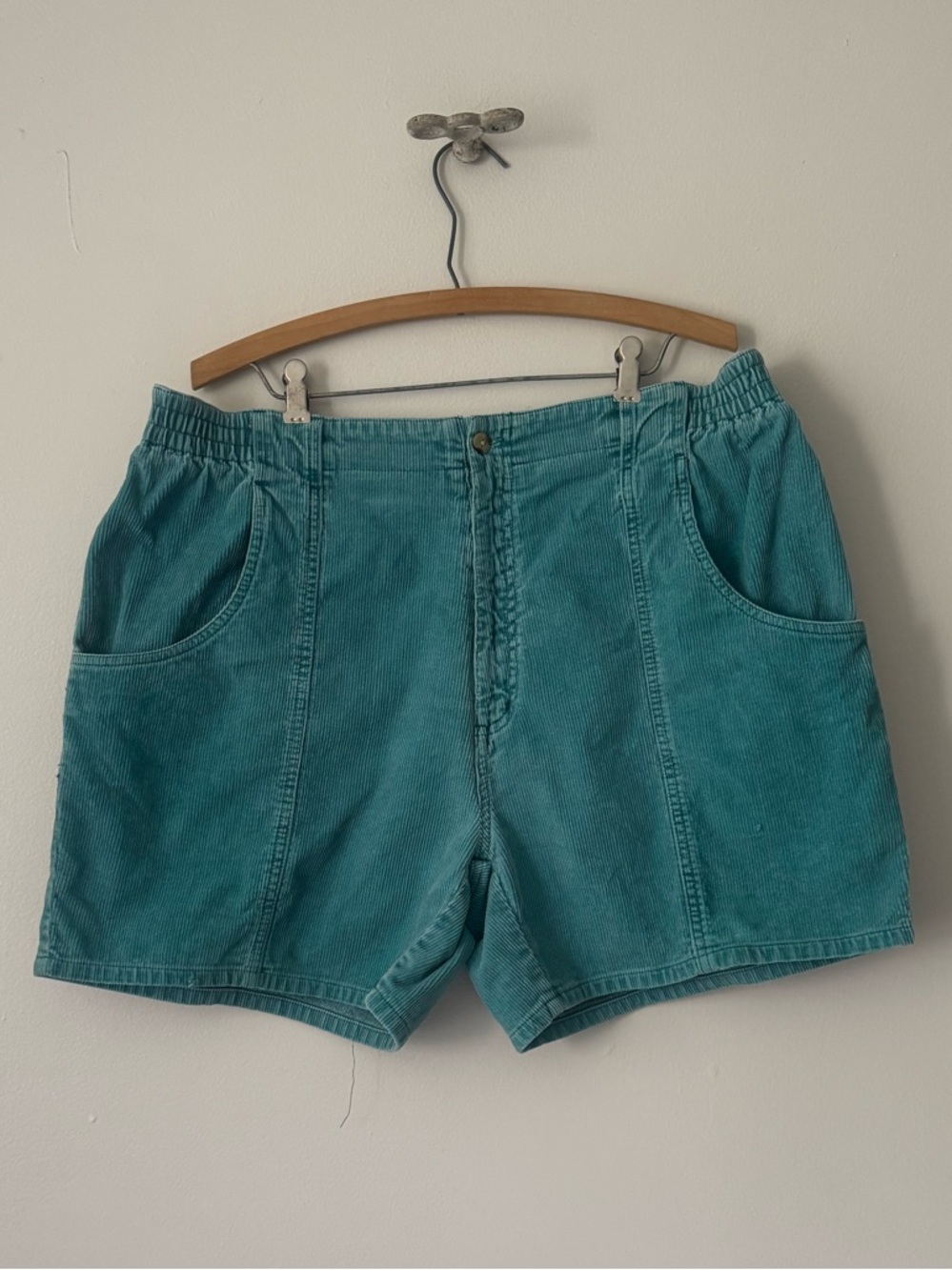 Vintage 1990s Eddie Bauer Aqua Corduroy Shorts.